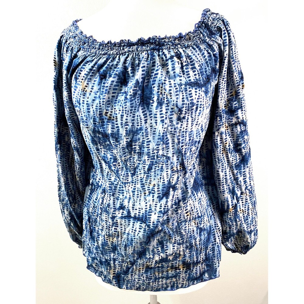 Farland Women's Blue Ripple Tie Dye Top, Size M